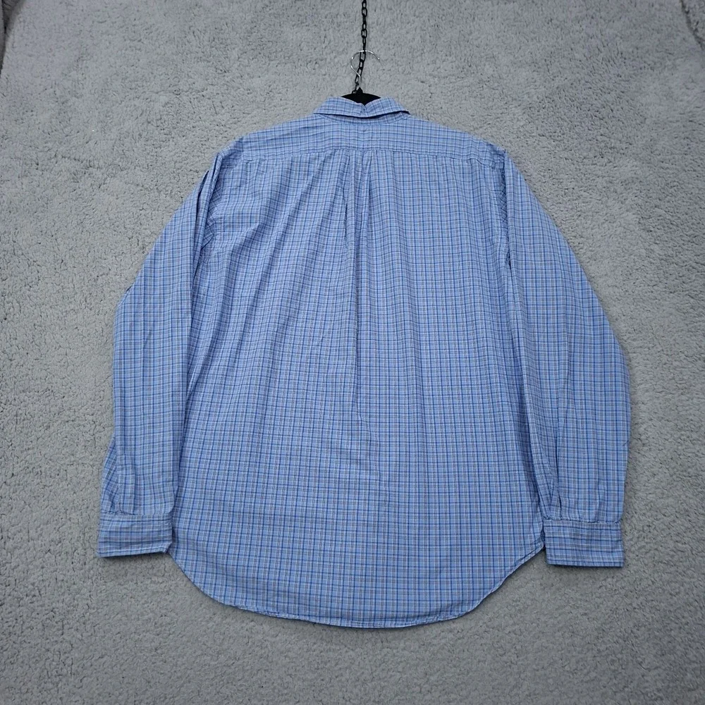 Ralph Lauren Classic Fit Men Size Large Blue/White Plaid Button Up Shirt‎ Pony